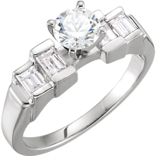 Cubic Zirconia Engagement Ring- The Betsy (Customizable 5-stone with Stairstep Baguettes) - Image 2