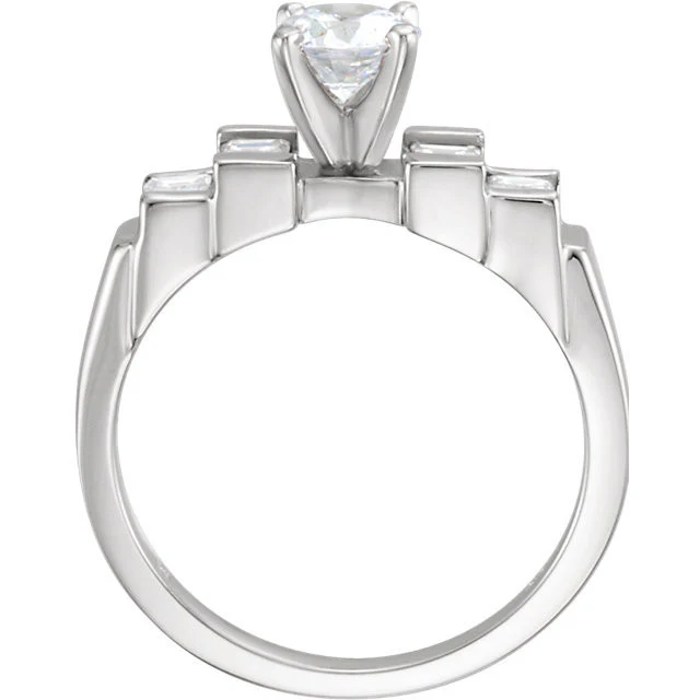 Cubic Zirconia Engagement Ring- The Betsy (Customizable 5-stone with Stairstep Baguettes) - Image 3
