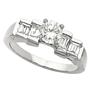 Cubic Zirconia Engagement Ring- The Betsy (Customizable 5-stone with Stairstep Baguettes) - Image 4