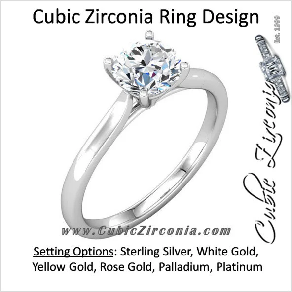 Cubic Zirconia Engagement Ring- The Cassandra (1 Carat Round Solitaire)