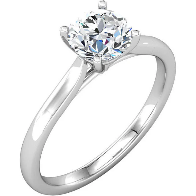 Cubic Zirconia Engagement Ring- The Cassandra (1 Carat Round Solitaire) - Image 3