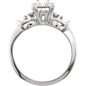 Cubic Zirconia Engagement Ring- The Celestine (0.39 Carat 3-stone Vintage Style with Two-tone Option) - Image 3