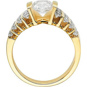 Cubic Zirconia Engagement Ring- The Crystalle (1.72 Carat Round-Cut with Quad Rows of Tri-Channel Accents) - Image 3