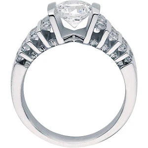 Cubic Zirconia Engagement Ring- The Crystalle (1.72 Carat Round-Cut with Quad Rows of Tri-Channel Accents) - Image 6