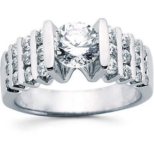 Cubic Zirconia Engagement Ring- The Crystalle (1.72 Carat Round-Cut with Quad Rows of Tri-Channel Accents) - Image 7