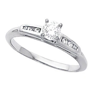 Cubic Zirconia Engagement Ring- The Esmeralda (Customizable 7-stone with Petite Channel Band) - Image 2