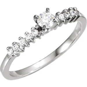 Cubic Zirconia Engagement Ring- The Fiona (Customizable 11-stone Petite Style) - Image 2