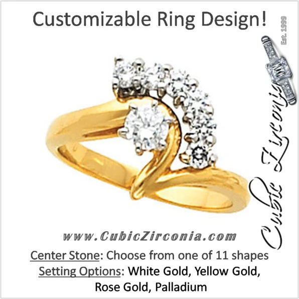 Cubic Zirconia Engagement Ring- The Julianne (7-stone with Z-Band Design) - Image 2