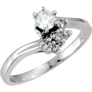 Cubic Zirconia Engagement Ring- The Leia (Customizable 6-stone Cluster Style with Artisan Bypass) - Image 2