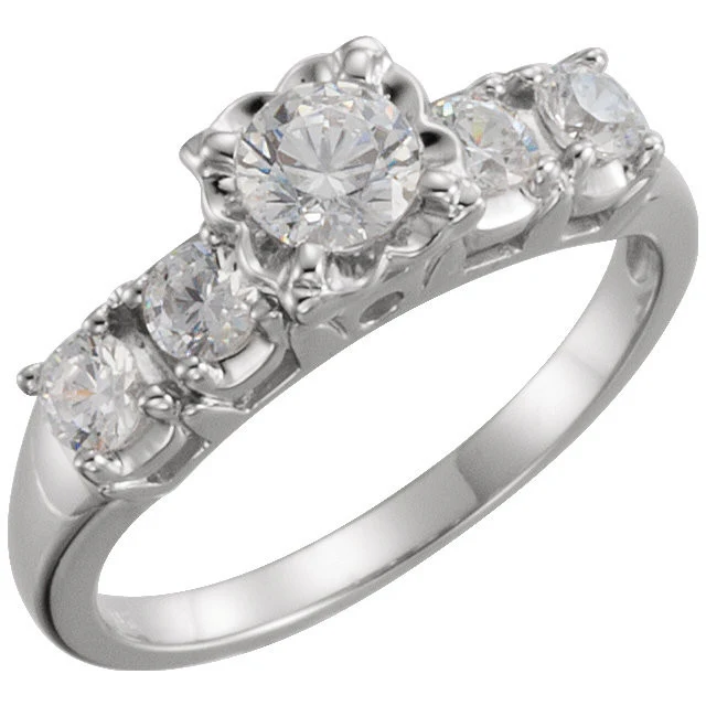 Cubic Zirconia Engagement Ring- The Lyssa (Customizable 5-stone) - Image 3