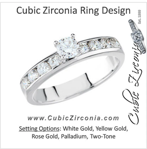 Cubic Zirconia Engagement Ring- The Norah (0.65 Carat TCW 9-stone Round Channel)