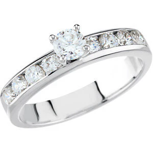 Cubic Zirconia Engagement Ring- The Norah (0.65 Carat TCW 9-stone Round Channel) - Image 2