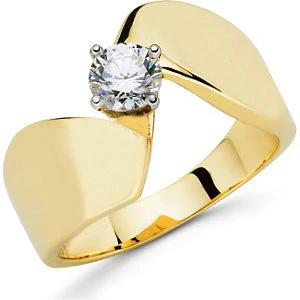 Cubic Zirconia Engagement Ring- The Shanna (Customizable Solitaire with Brilliant Twist Band) - Image 2