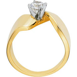 Cubic Zirconia Engagement Ring- The Shanna (Customizable Solitaire with Brilliant Twist Band) - Image 3