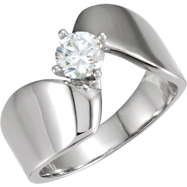 Cubic Zirconia Engagement Ring- The Shanna (Customizable Solitaire with Brilliant Twist Band) - Image 4
