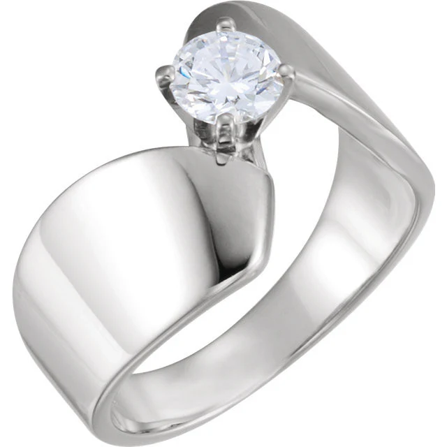 Cubic Zirconia Engagement Ring- The Shanna (Customizable Solitaire with Brilliant Twist Band) - Image 5