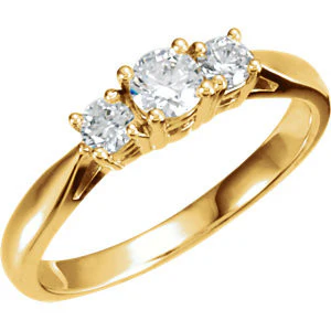 Cubic Zirconia Engagement Ring- The Shannen Oh (0.45 Carat Round Cut 3-Stone Petite Style) - Image 2