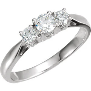 Cubic Zirconia Engagement Ring- The Shannen Oh (0.45 Carat Round Cut 3-Stone Petite Style) - Image 3