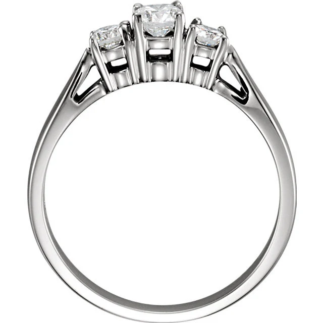 Cubic Zirconia Engagement Ring- The Shannen Oh (0.45 Carat Round Cut 3-Stone Petite Style) - Image 4