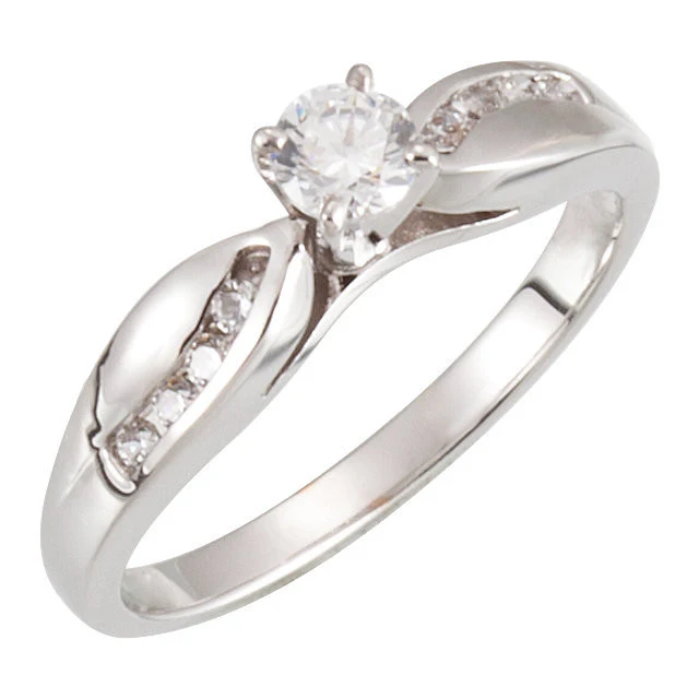 Cubic Zirconia Engagement Ring- The Shayla (Customizable 9-stone Ribbon Channel) - Image 3