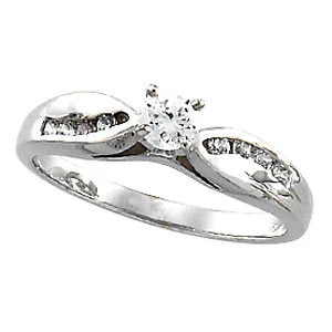 Cubic Zirconia Engagement Ring- The Shayla (Customizable 9-stone Ribbon Channel) - Image 4
