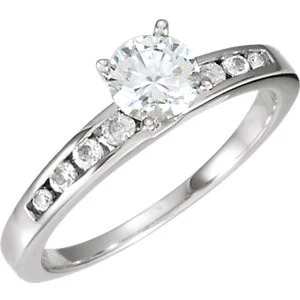 Cubic Zirconia Engagement Ring- The Terra (Customizable 9-stone with Round Channel) - Image 2