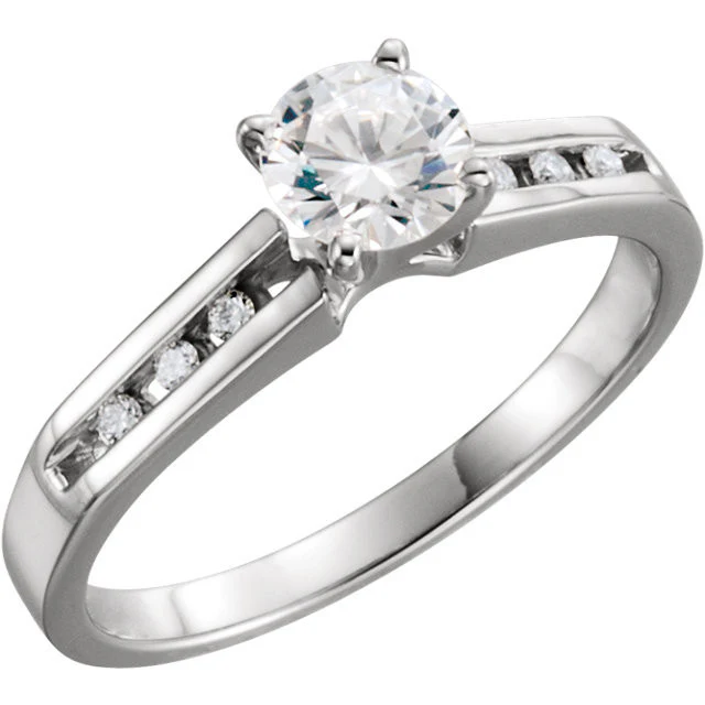 Cubic Zirconia Engagement Ring- The Tiffani (Customizable 7-stone Cathedral Setting with Channel Accents) - Image 3