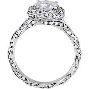Cubic Zirconia Engagement Ring- The ________ Naming Rights 69-818 (Round or Asscher Cut Twisted Floral-Inspired Halo) - Image 3