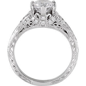 Cubic Zirconia Engagement Ring- The ________ Naming Rights 698-03 (Customizable Vintage with Filigree Band) - Image 4