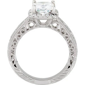 Cubic Zirconia Engagement Ring- The ________ Naming Rights 69-832 (1.16 TCW Vintage Customizable Halo) - Image 3