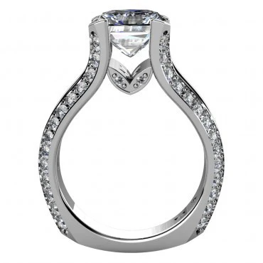 Cubic Zirconia Engagement Ring- The Rebekah (2 Carat Floating Center stone with Euro Style Split Band) - Image 3