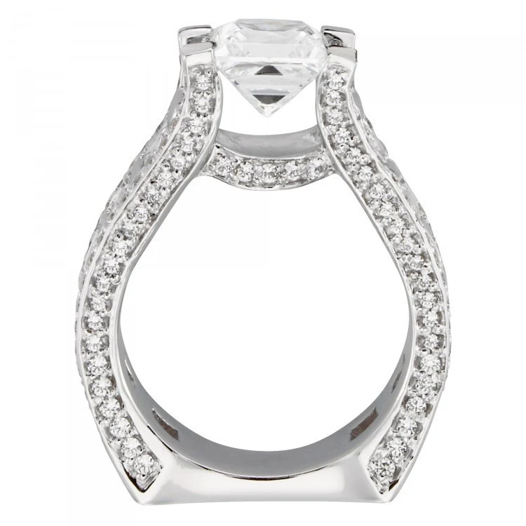Cubic Zirconia Engagement Ring- The Alina (3 Carat European-style Pave) - Image 4