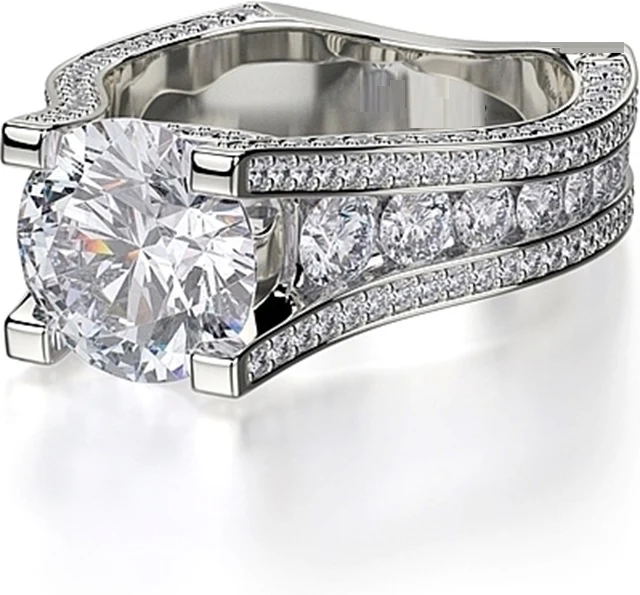Cubic Zirconia Engagement Ring- The Alina (3 Carat European-style Pave) - Image 5