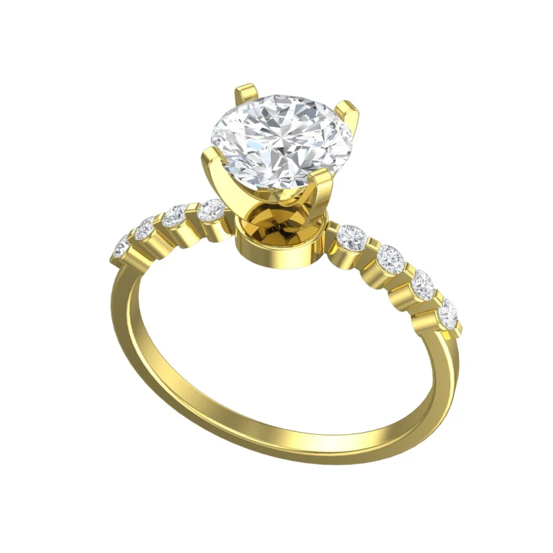 Cubic Zirconia Engagement Ring- The Audrey (2 Carat Floating CZ) - Image 3