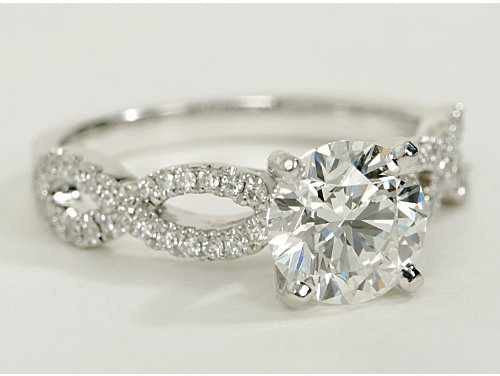 Cubic Zirconia Engagement Ring- The Desirée (1 Carat Customizable Center with Infinity Twist Micropavé) - Image 3