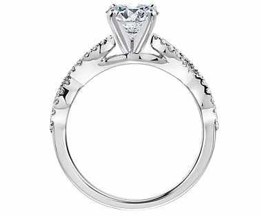 Cubic Zirconia Engagement Ring- The Desirée (1 Carat Customizable Center with Infinity Twist Micropavé) - Image 6