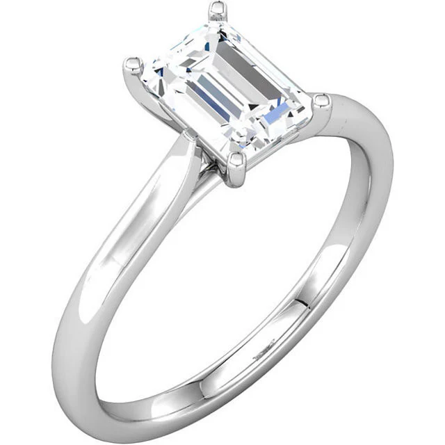 Cubic Zirconia Engagement Ring- The Kristina (1.0 or 1.5 Carat Emerald Cut Solitaire) - Image 4