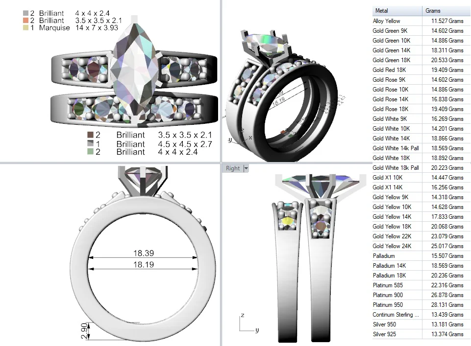 CZ Wedding Set, Style 12-95 feat The Jenny Mae Engagement Ring (Marquise Cut with Round Channel Setting) - Image 11