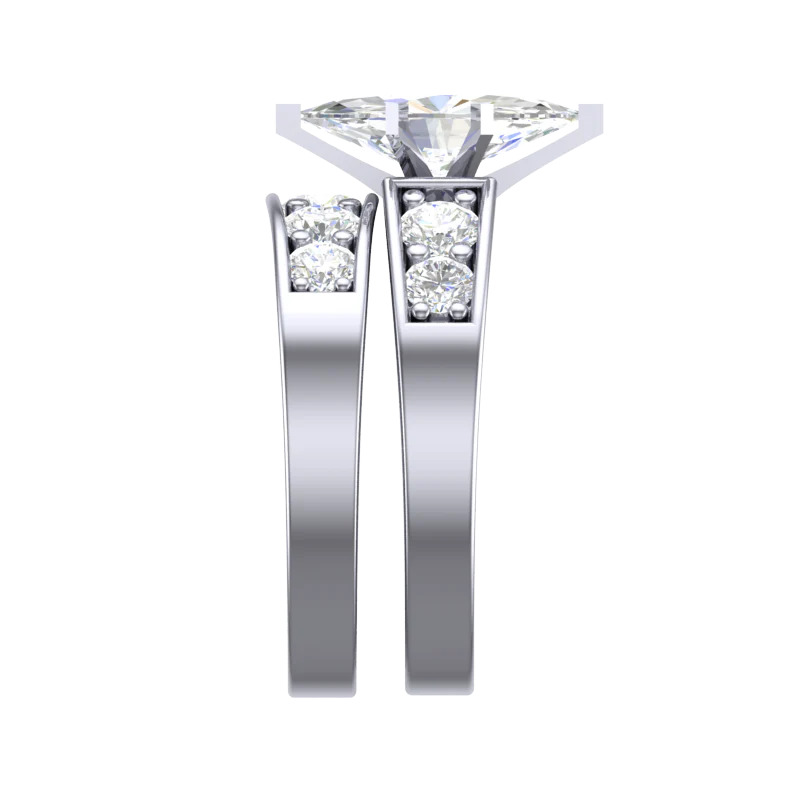 CZ Wedding Set, Style 12-95 feat The Jenny Mae Engagement Ring (Marquise Cut with Round Channel Setting) - Image 3