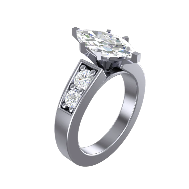 CZ Wedding Set, Style 12-95 feat The Jenny Mae Engagement Ring (Marquise Cut with Round Channel Setting) - Image 5