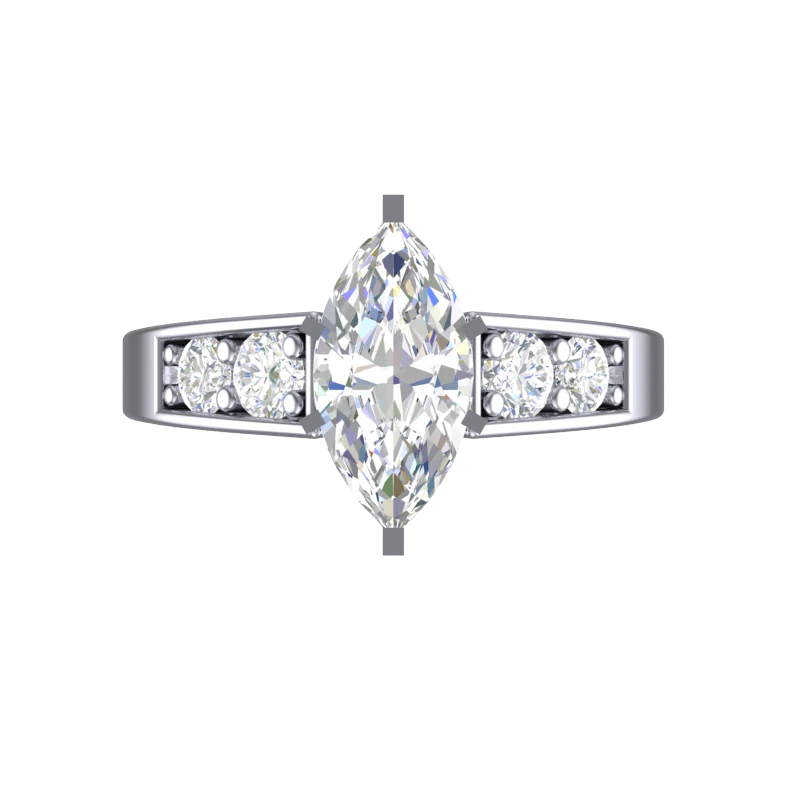 CZ Wedding Set, Style 12-95 feat The Jenny Mae Engagement Ring (Marquise Cut with Round Channel Setting) - Image 6