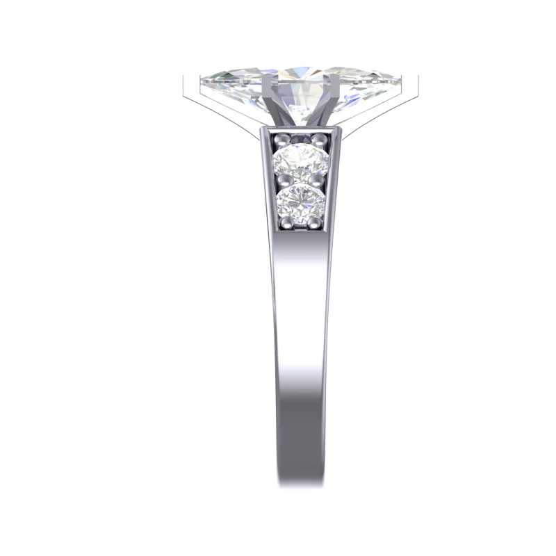 CZ Wedding Set, Style 12-95 feat The Jenny Mae Engagement Ring (Marquise Cut with Round Channel Setting) - Image 7