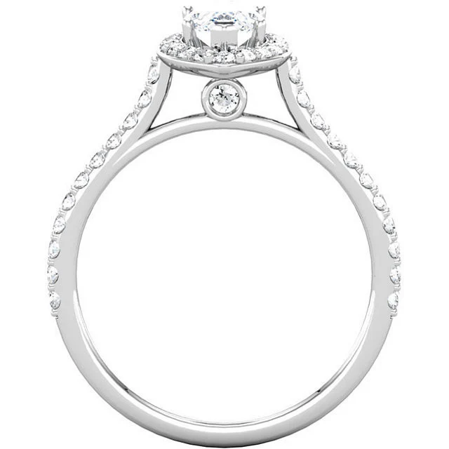 Cubic Zirconia Engagement Ring- The Cheresa (Marquise-Cut Halo-Style with Twin Bezel-Set Peekaboos & Pave Band) - Image 4