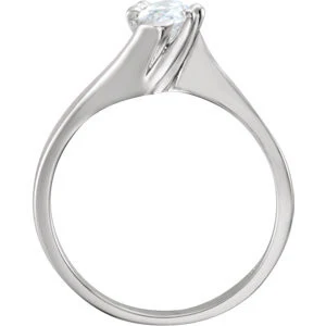 Cubic Zirconia Engagement Ring- The Robyn (0.20-1.0 Carat Marquise Cut Solitaire with Petite Curved Band) - Image 3