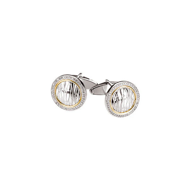 Men’s Cufflinks- 0.5 TCW 92-stone Elephant Skin Two-Tone Design (Round) - Image 3