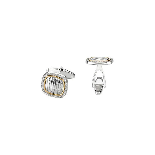 Men’s Cufflinks- 0.5 TCW 92-stone Elephant Skin Two-Tone Design (Square) - Image 3