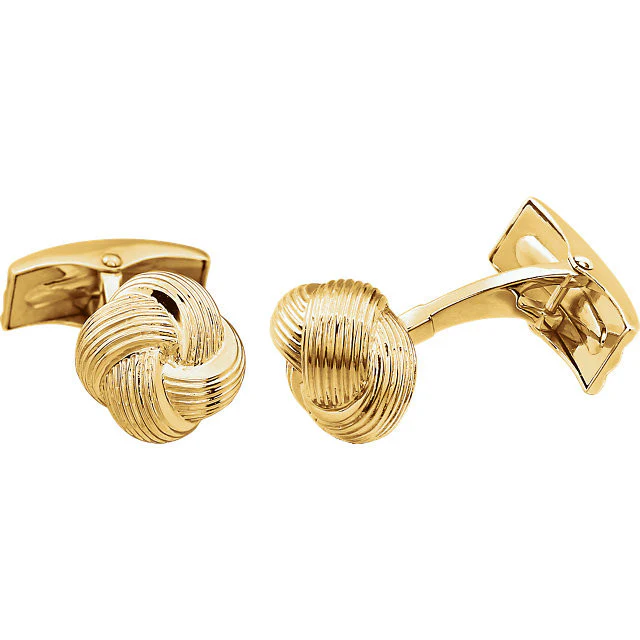 Men’s Cufflinks- 14k White or Yellow Gold Knot Design - Image 3