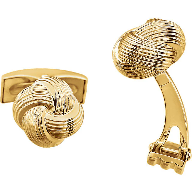 Men’s Cufflinks- 14k White or Yellow Gold Knot Design - Image 4
