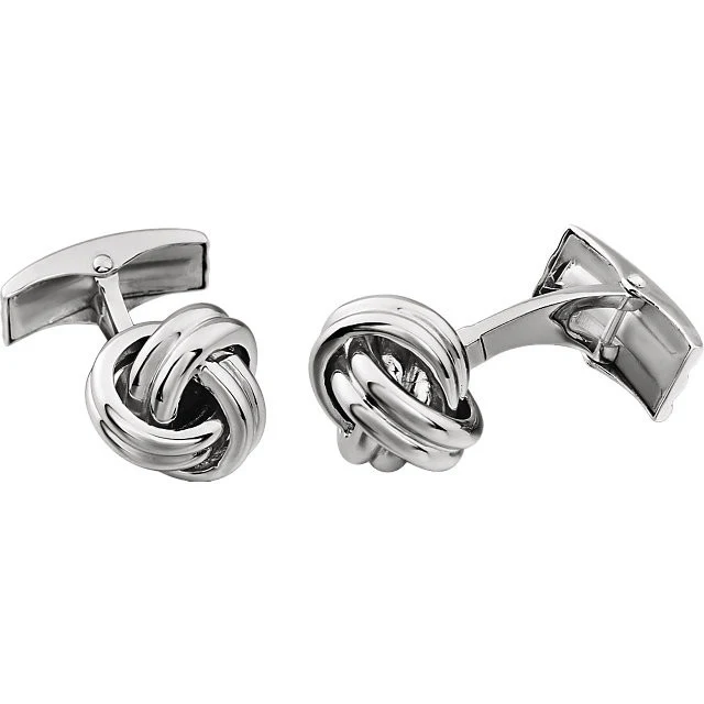 Men’s Cufflinks- 14K White or Yellow Gold Tight Knot Design - Image 3