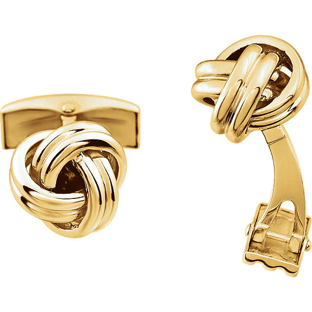 Men’s Cufflinks- 14K White or Yellow Gold Tight Knot Design - Image 4